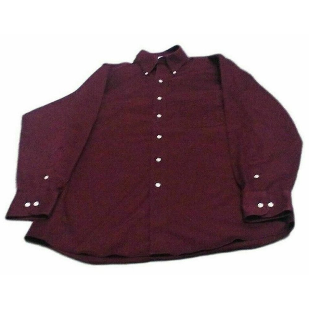 IZOD Men's Shirt Casual/Dress L/Sleeve Cotton Blend Burgundy Regular 15.5 /32-33 - Picture 13 of 14